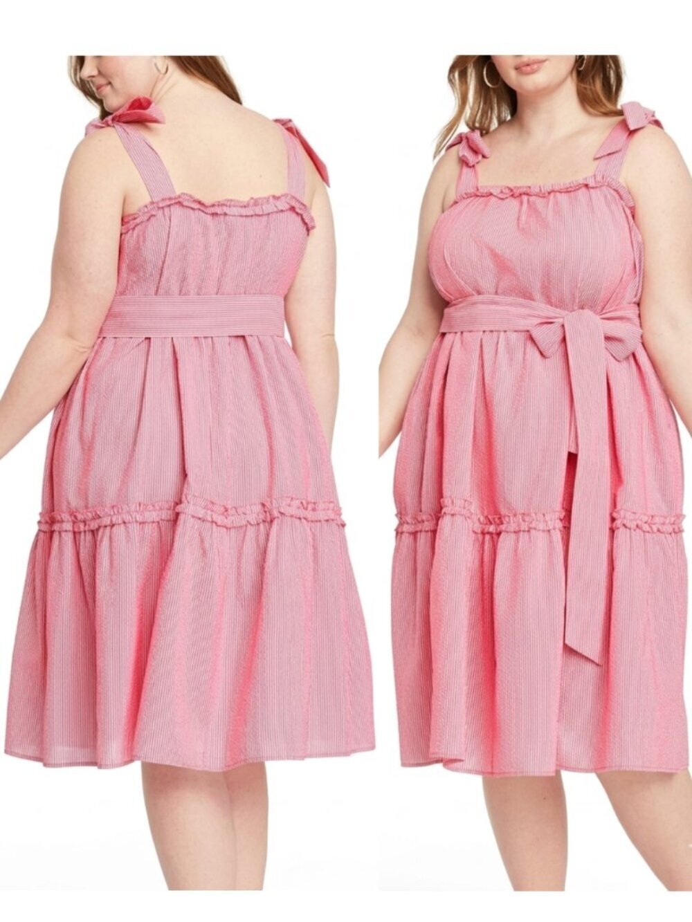 NEW NWT LISA MARIE FERNANDEZ TARGET Plus Size Seersucker Tie Strap Dress Striped